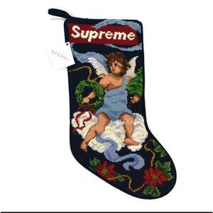 NWT Supreme NY x SFERRA Hand Knit Box‎ Logo Christmas Stocking FW20 DS AUTHENTIC
